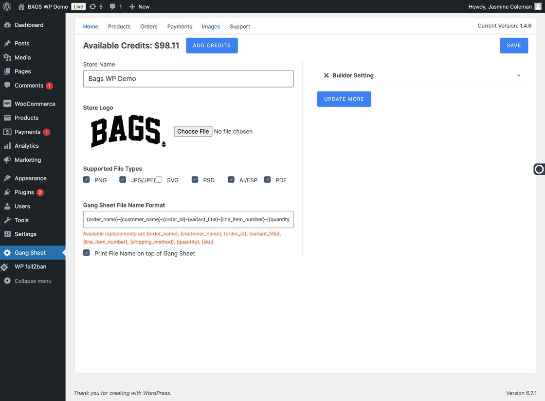 Gang Sheet Images View
