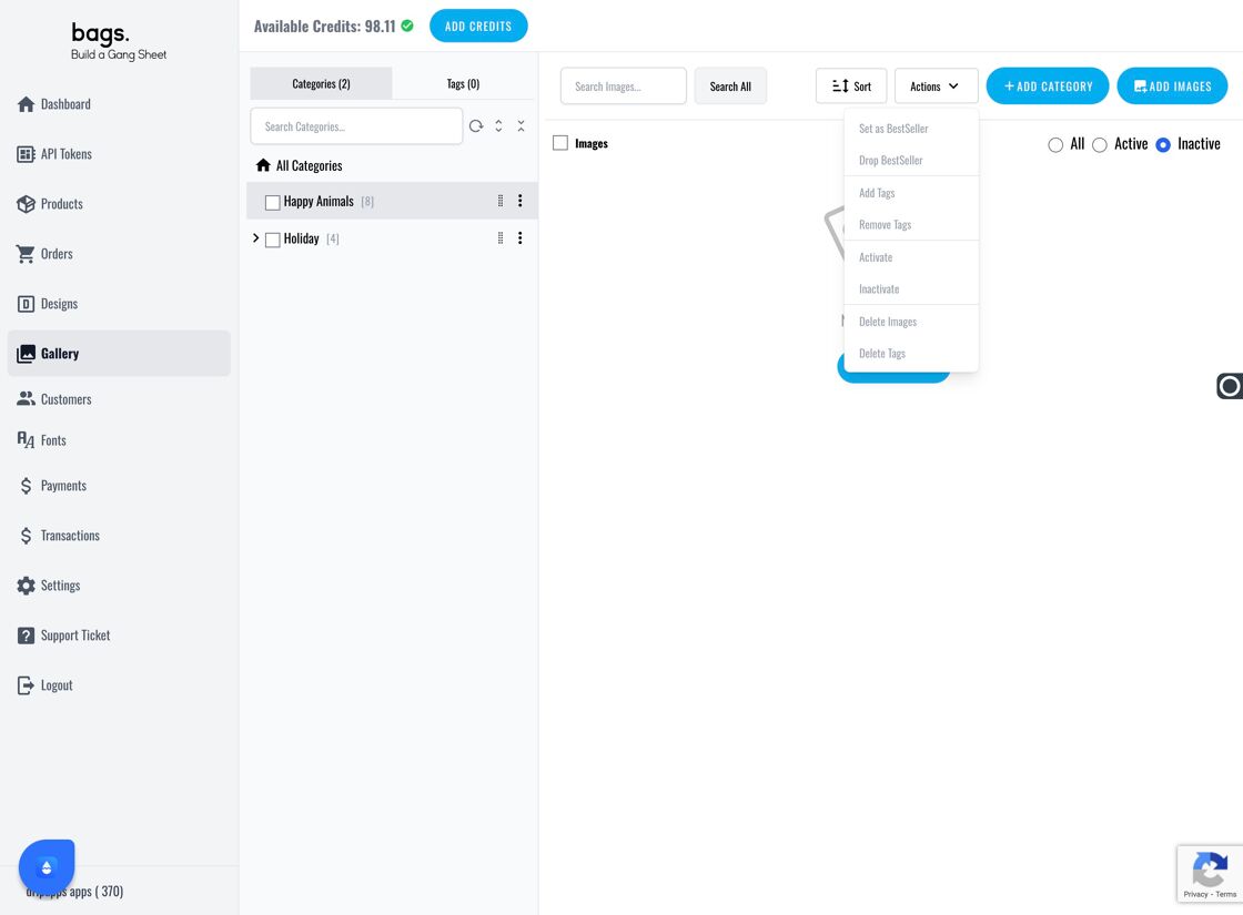 Image Actions Menu